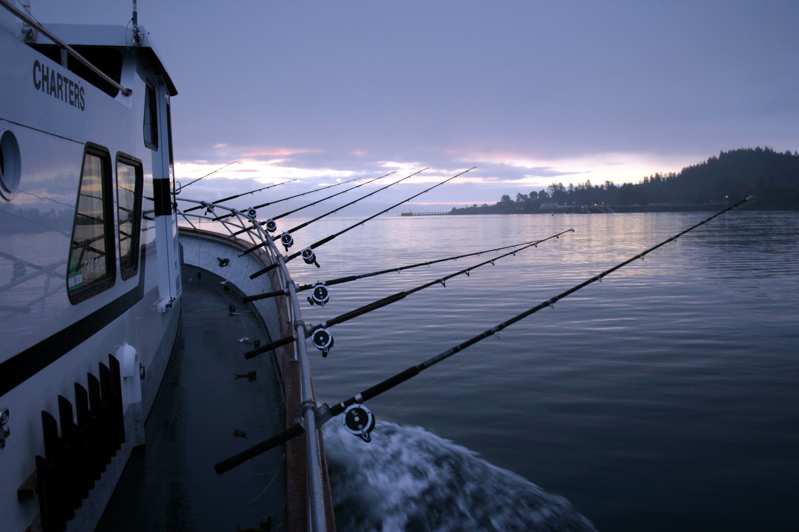 Charter Boat sport fishing dawn in Neah Bay Washington